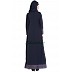 A-line abaya with printed border- Blue A-line abaya with printed border- Blue